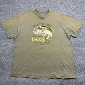 Academy Sports Shirt Mens XXL Bass Fishing Graphic Olive Green Funny Humor Tee